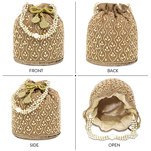 Image of Aheli Potli Bag Gift for Women Handmade Evening Wristlet Handbag Stylish Bridal Purse Fashion Bag