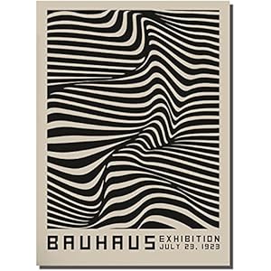 Jpaios Bauhaus Tentoonstelling Wall Art Poster Abstracte Illustratie Canvas Schilderij Vintage Bauhaus Ontwerp Kunstwerk Muur Foto Zwart en Wit Modernisme Minimalistisch Wanddecor 16×24 inch Uningelijst