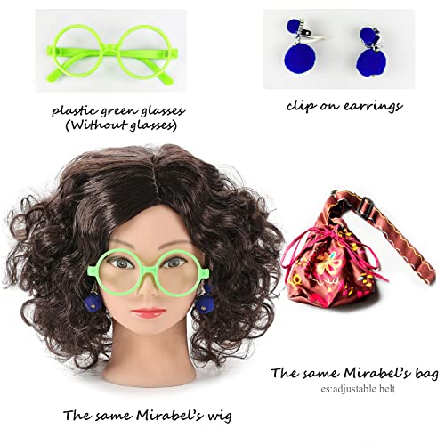 Atimigo Mirabel Dress For Girls, Mirabel Costume Halloween Cosplay Outfit Birthday Gift For Girls Kids With Wig Glasses Bag Size 5-6 #TOP4