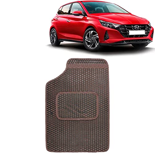 Image of Kingsway Dotted Design Car Floor Foot Mats Universal Fit for Hyundai I20, Model Year : 2020 Onwards, Water and Dustproof, Color Brown, Set of 5 Pieces