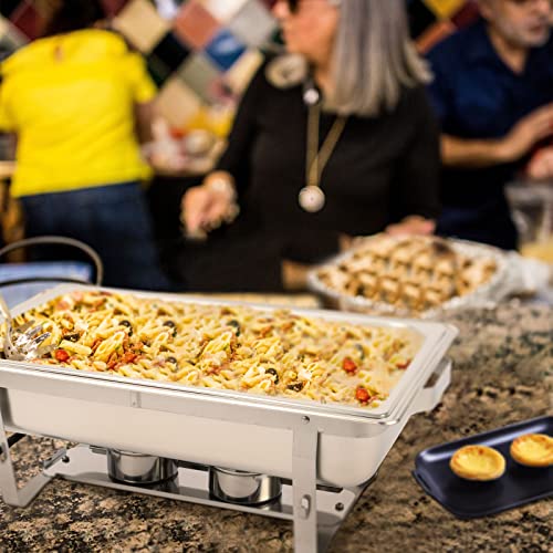 Restlrious Chafing Dish Buffet Set 6-Pack Stainless Steel 8 Qt Foldable Rectangular Chafers And Buffet Warmer Sets W/Full & Half Size Food Pan, Water Pan, Fuel Holder For Event Catering Banquet #TOP6