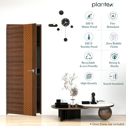 Image of Plantex WPC Doors for Home (25 mm - Thickness) /Waterproof Bathroom Door /2.25x6.5 Feet Wooden Finished Door for Office /Balcony /Kitchen, Density-550 (27x78 inch,19.5 kg- Ember Pattern)