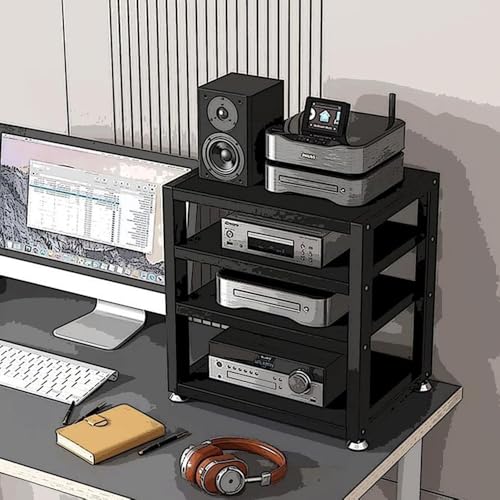 Petit support multimédia AV et étagères de rangement audio vidéo noir