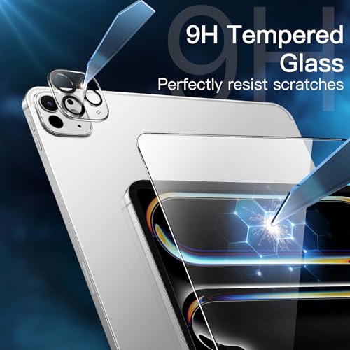 Image of JETech Tempered Glass Screen Protector Guard for iPad Pro 11-Inch M5 /M4 (2025 /2024) with Camera Lens Protector, Easy Installation Tool, Anti-Scratch, HD Clear, 2-Pack Each