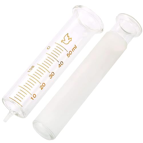 Miniatura 3 de Paquete de 2 jeringas de vidrio reutilizables, jeringa de vidrio de 1.7 fl oz de diámetro estándar, inyector de laboratorio
