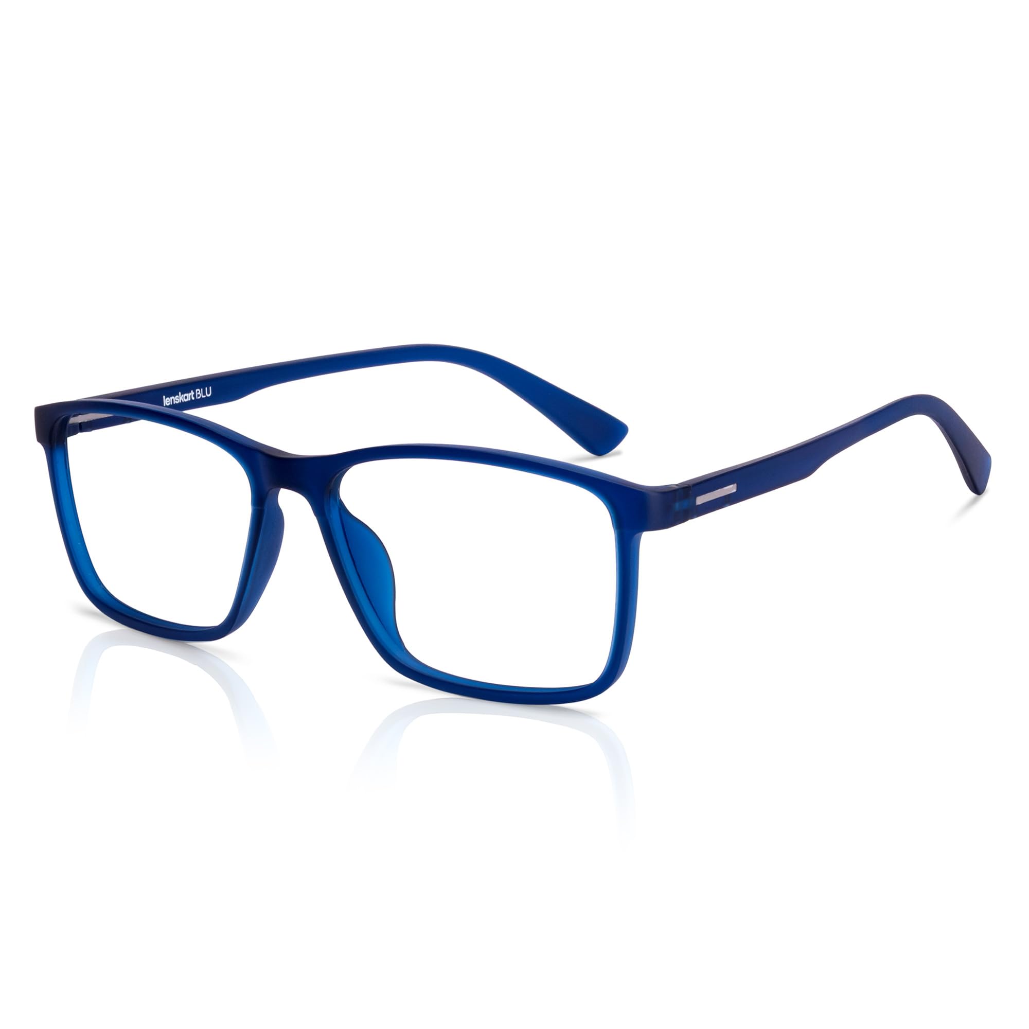 LENSKART BLU | Zero Power Blue Cut Computer Glasses | Anti Glare, Lightweight & Blocks Harmful Rays | 100% UV Protected | Full Rim Rectangular | For Men & Women | Large | LB E13738-C1