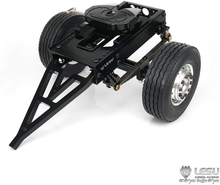 LESU Metal Trailer B Single Axle Compatible with 1/14 Tamiya RC Tractor Truck Single Wheel Version DIY