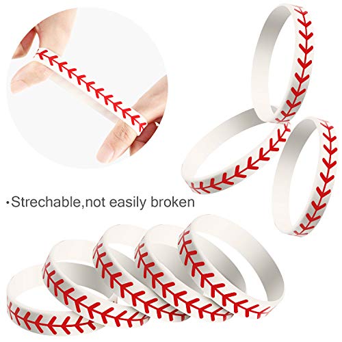 Jovitec Softball Bracelet Softball Wristband Silicone Bracelet Softball Gift For Softball Player And Softball Teams (24 Pieces, White) #TOP2