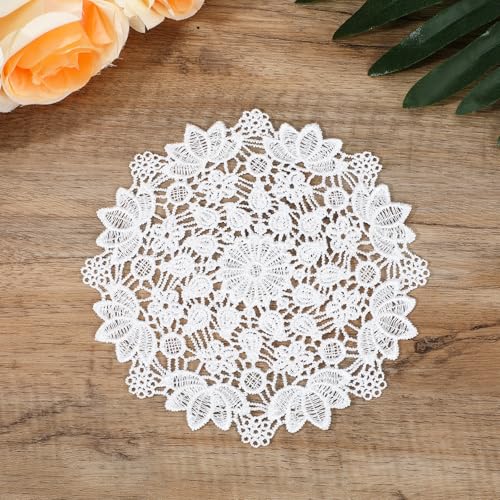 Andibro 8 Pack White Crochet Doilies, 6.1in Handmade Round Lace Doilies, Vintage Cotton Placemats Rustic Table Mats for Tables Kitchen Dining Room Party Wedding Birthday Dressers Decoration