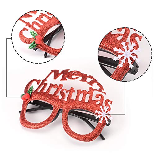 16 PCS Holiday Glasses,Cute Christmas Glasses Frames,Flexibility to Fit All Sizes,Great Fun and Festive for Annual Holiday and Seasons Themes, Christmas Party,Christmas Dinner,photos booth.