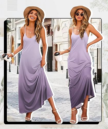 Image of Wolddress Womens Maxi Dress with Pockets 2026 Casual Strap Plus Size Loose Plain Long Office Summer Beach Travel Dresses S-5X