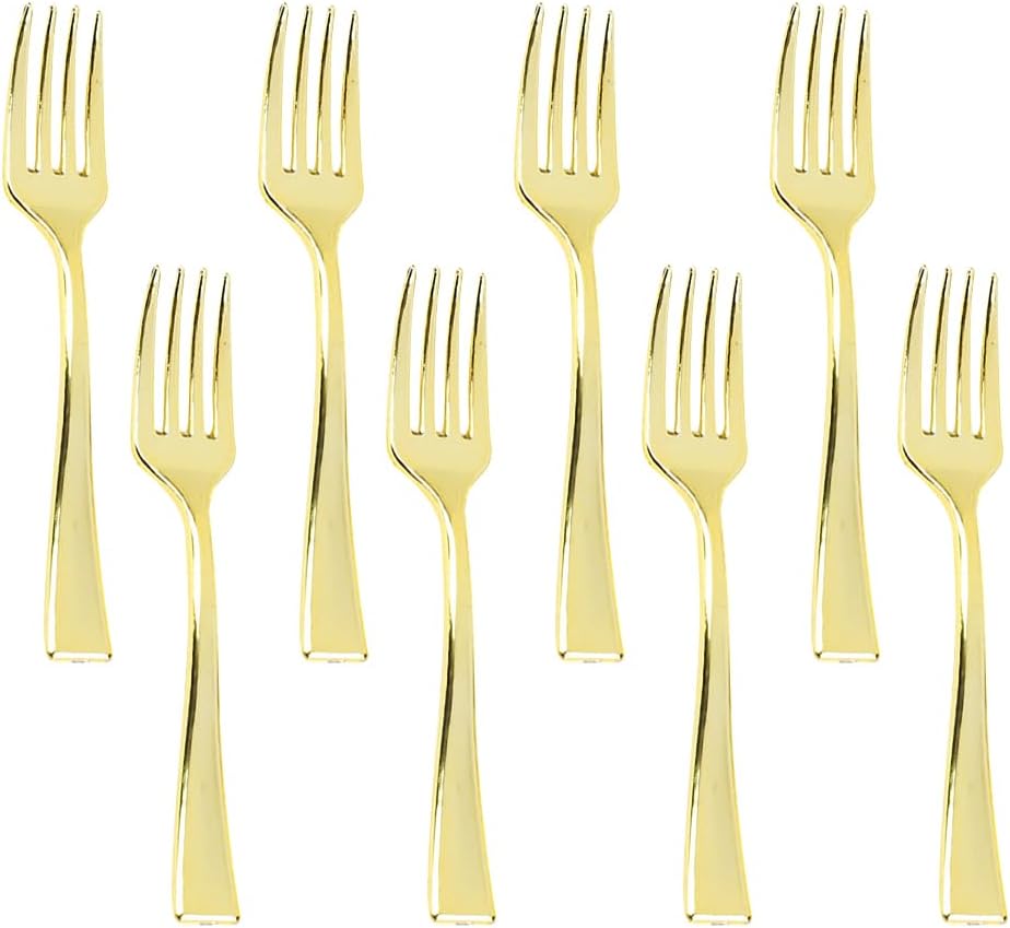 50 Pcs 10cm Disposable Dessert Spoons Mini Appetizer Spoons Tiny Cocktail Spoons Small Tasting Spoons Elegant Plastic Spoons Party Supplies Spoons for Ice Cream Cake Golden Spoons