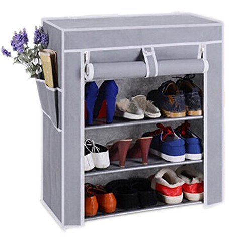 Image of Ebee Shoe Rack With 4 Shelves (Grey)