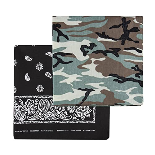 Levis Mens 100% Cotton Multi-purpose Bandana Gift Sets Headband Wrap Protective Coverage Green/Black Pack 2