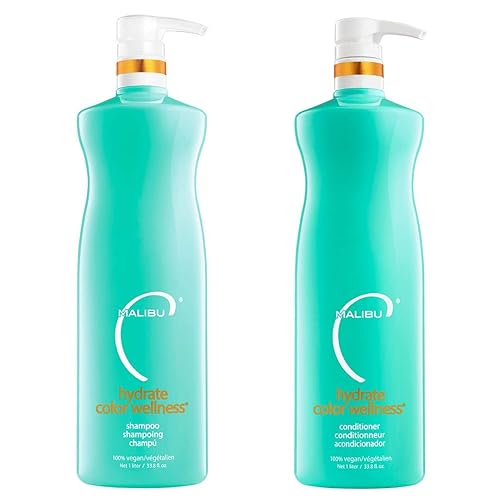 Malibu C Hydrate Color Wellness Duo - Juego de champú y acondicionador hidratante seguro para el color - Formulado para preservar + proteger el