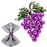 CPELLESSE 6 pcs Grape Napkin Rings, Purple Napkin Ring Holder Halloween Napkin Rings Set of 6 Napkin