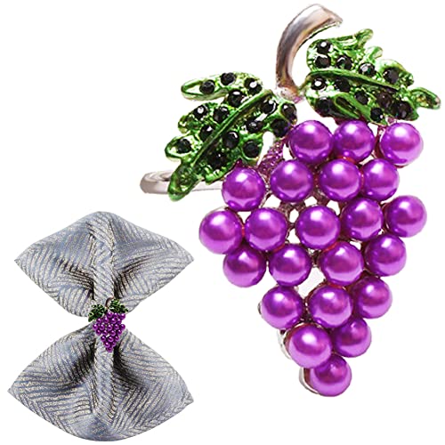 Cpellesse 6 Pcs Grape Napkin Rings, Purple Napkin Ring Holder Halloween Napkin Rings Set Of 6 Napkin Buckle For Christmas Party, Dinner Table Decoration #TOP6