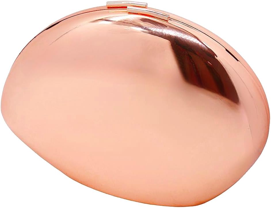 Women Sparkly Metal Clutch Bag Metallic Evening Handbag Cute Shell Shape Purse Metal Chain Shoulder Bag for Wedding