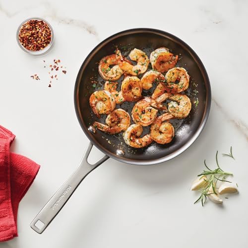 Image of KitchenAid NITRO Carbon Steel Frying Pan /Skillet, 8.5 Inch Fry Pan, Black | Egg frying pan with stainless steel handle, compatible with all cooktops, rust-resistant induction pan, oven safe to 750AF