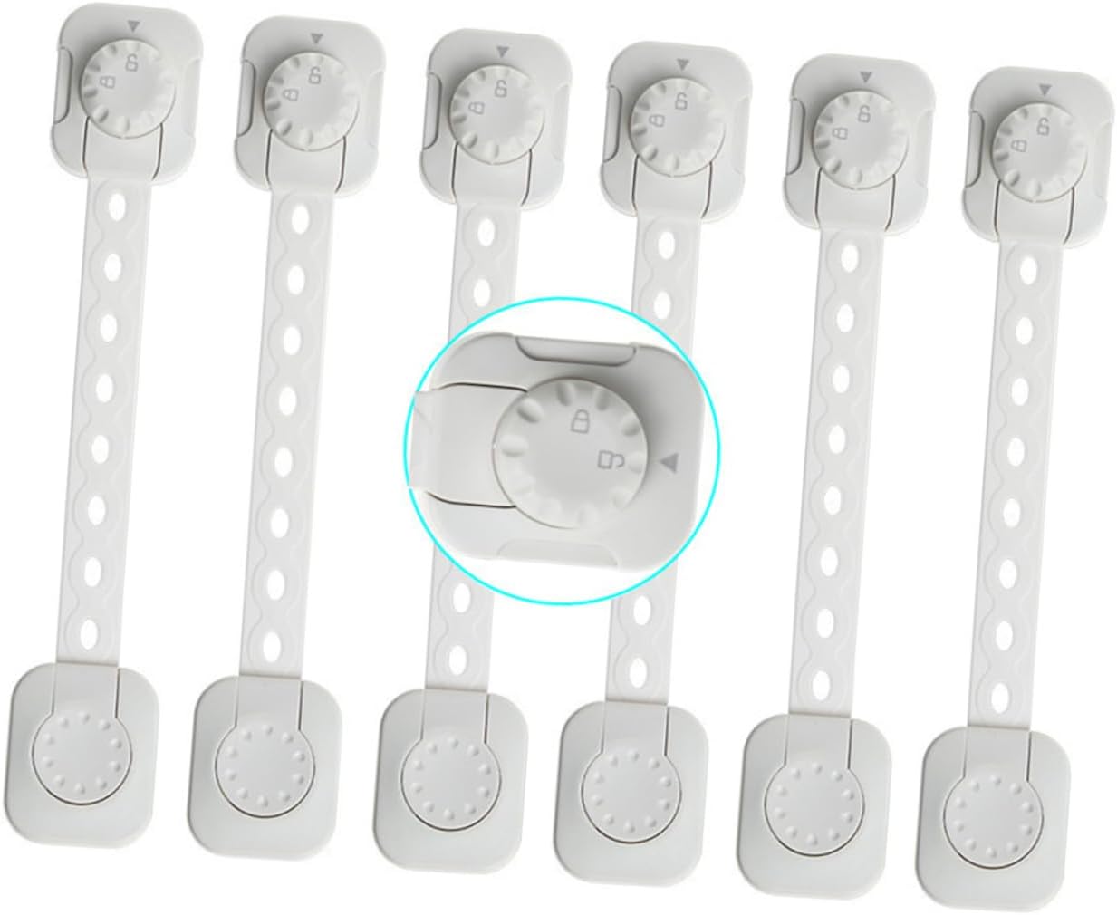 VICASKY 3sets Baby Guard Locks Multipurpose Child Proof Belt Locks Cabinet Drawer Safety Strong Adhesive Easy to Install 6pcs*3