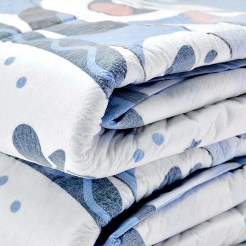 Image of Littleforbig Adjustable Hook-and-Loop Fastener Closure Adult Printed Cloth Back Diaper 2 Pieces - Little Blue BabyFur (Medium 28 inch-38 inch)