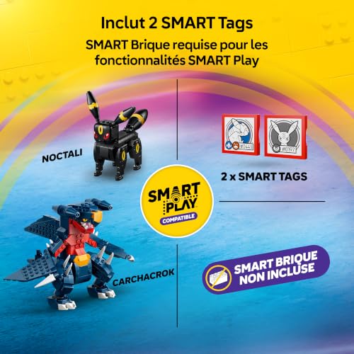 LEGO Pokémon SMART Play : Le Combat entre Noctali et Carchacrok - Set de Jouet Interactif - Set Compatible incluant 2 SMART Tags et 2 Pokémon - Idée de Cadeau pour Garçons et Filles dès 10 ans - 72165