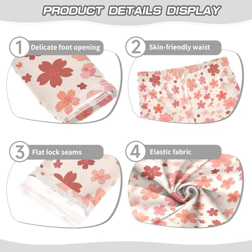 KLL Cherry Blossoms Toddler Girl Cotton Pants Casual High Waisted Athleisure Pants Sports3