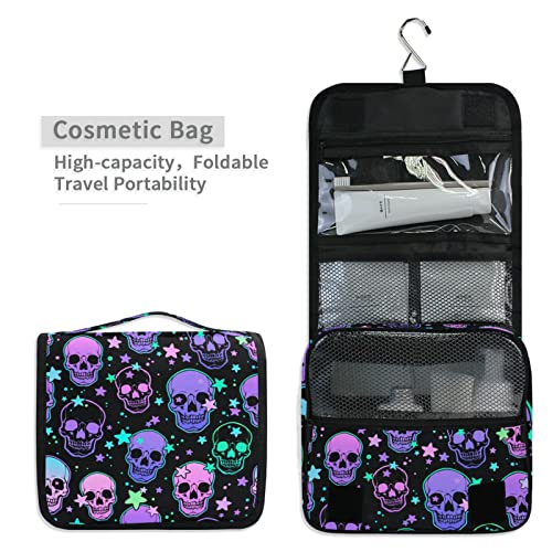 Hanging Toiletry Bag Stars Purple Skulls Travel Makeup bag for Toiletries Portable Travel Toiletry Organizer Cosmetic Bags with Hanging Hook4