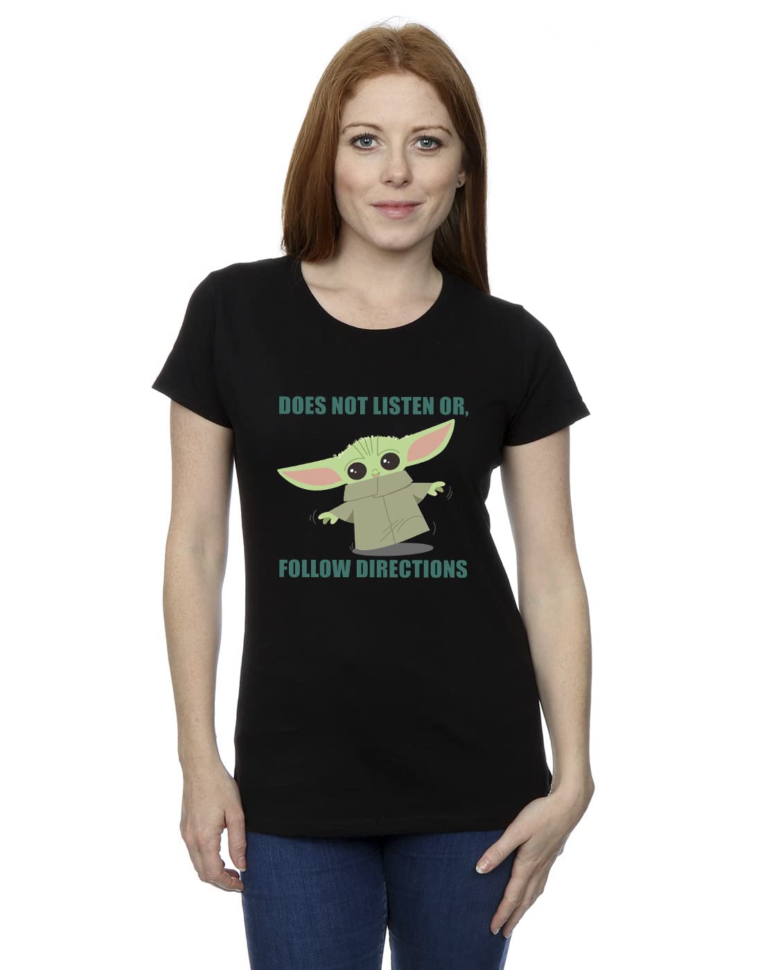 Absolute Cult Star Wars Women's The Mandalorian Grogu Does Not Listen T-Shirt Black X-Large
