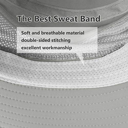 Lcztn Mens Upf 50+ Sun Protection Safari Cap Wide Brim Fishing Hiking Hat With Neck Flap For Garden Work (Light Grey) #TOP5