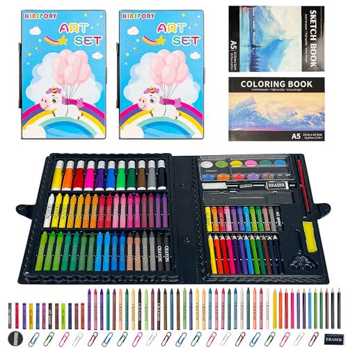 KINSPORY Premium Malkoffer Kinder Deluxe 108-teilig 2er-Pack, Malset für...