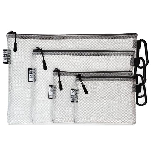 GOBAGS Air Production Multi‑Size Clear Zipper Pouch (4‑Pack) – Cable Organizer & Travel Gear Bag for Electronics, Camera Accessories, Tool Pouch & Small Tech Storage