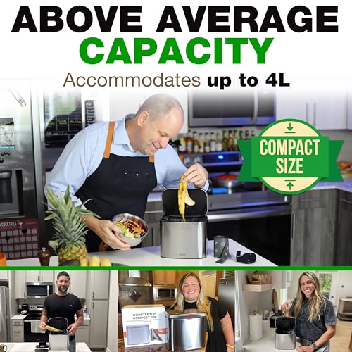 Eparé EPKA19 Kitchen Compost Bin Countertop - 1 Gallon Odorless Small Stainless Steel Composting Bin thumb #5
