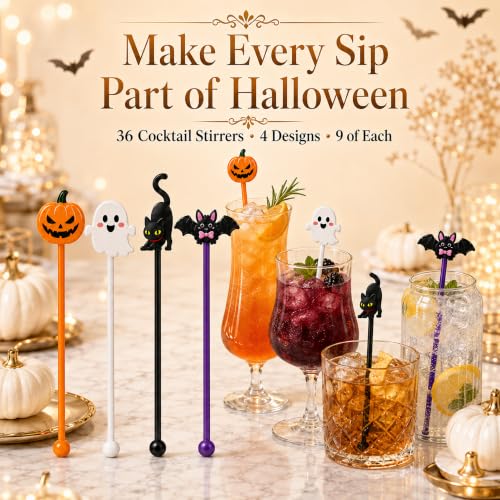 36 Pcs Halloween Cocktail Stirrers, 4 Designs, 7.1 Inch - image 7