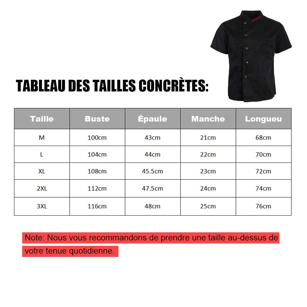 Sharplace Uniforme Chef Blouse de Cuisinier Sergé Veste de Cuisinier Unisexe Manches Courtes, Rouge/Noir/Blanc, M-3XL