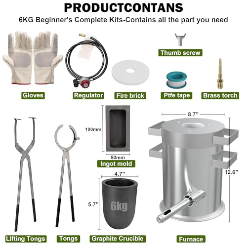 Nelyrho 6KG Propane Melting Furnace Kit – Metal Casting Machine for Gold, Silver, Copper, Jewelry Making & Refining