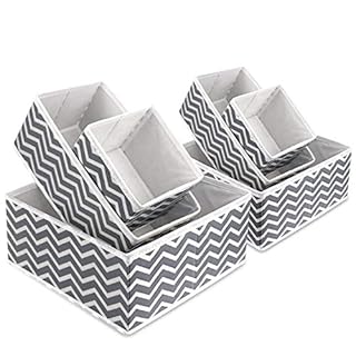 Fabric Storage Box Foldable Wardrobe Drawer Dividers Closet Dresser Organiser Collapsible Cloth Drawer Insert Cube Basket Bins Container for Underwear Socks, Neck Ties, Scarves, and Handkerchiefs