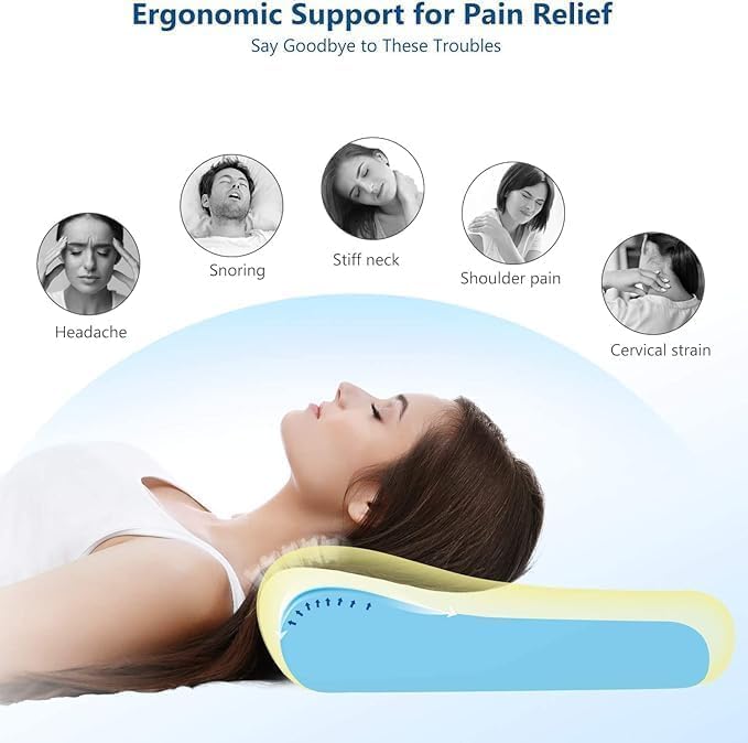MASHUR FAB Cervical Contour Memory Foam Pillow for Sleeping,Orthopedic Pillow for Neck Pain, Support for Back,Stomach,Side Sleepers, with Breathable Zip Cover 4