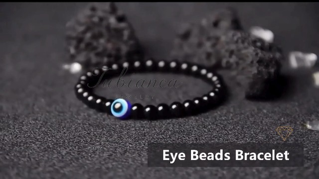 Pulsera Ajustable de Protección Ojo Turco con Cuentas Negras 6mm miniatura 7