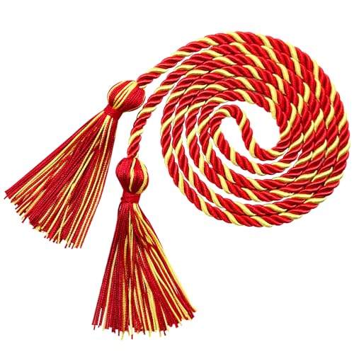Image of Graduation Honor Cords Red and Gold Graduation Cords with Tassels, 67 inch Long for Graduation Students