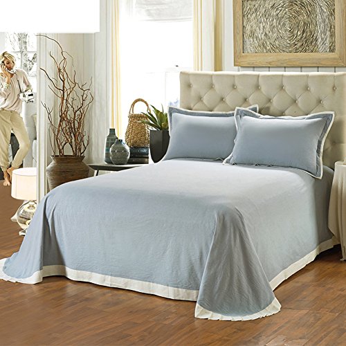Drap coton lavé single double 180x200cm lit uni respirant - 2