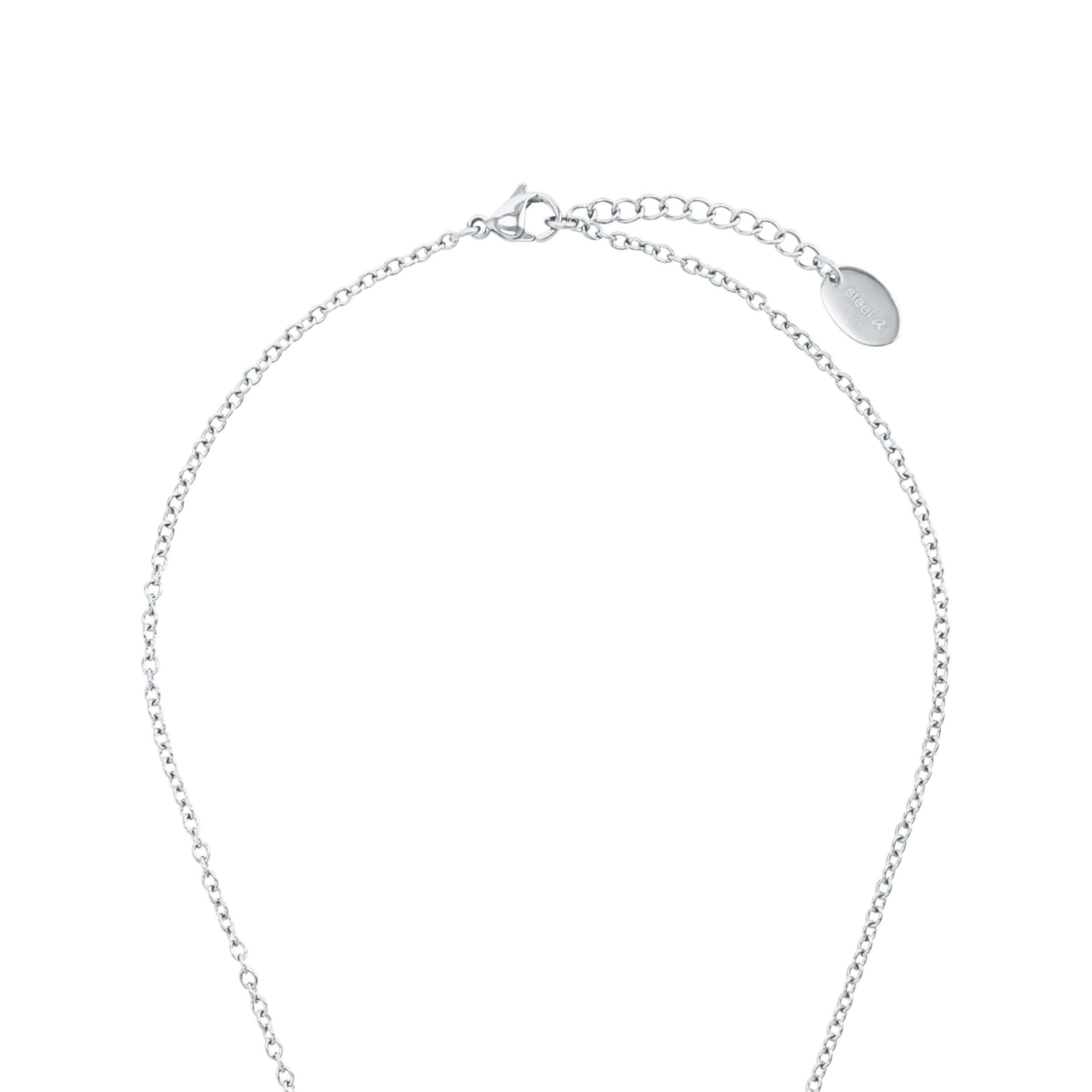 s.Oliver Kette mit Anhänger aus Edelstahl/925 Sterling Silber für Damen, Halsschmuck, mit Kristall, Kommt in Schmuck Geschenk Box