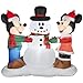 Gemmy Industries Airblown Mickey and Minnie with Snowman Christmas Decoration Multicolored Nylon