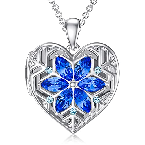 Dorunmo Snowflake Locket Necklace Jewelry Christmas Gifts for Women friend Her Mom