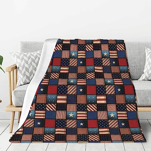 Coperta patchwork grande con bandiera americana per divano, morbida coperta per letto e divani, 152 x 203 cm