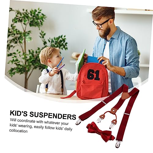 Beaupretty 1Set Adjustable Suspenders Set with Matching Bow Tie Premium Quality Clips for Boys for Parties Weddings Birthdays School Events4