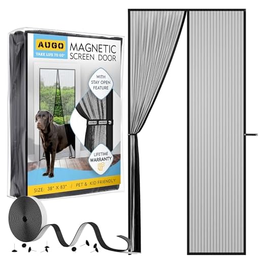 Magnetic Screen Door - Self Sealing, Heavy Duty, Hands Free Mesh Partition Keeps Bugs Out - Pet and Kid Friendly - Patent Pending Keep Open Feature - 38" x 83" - by Augo