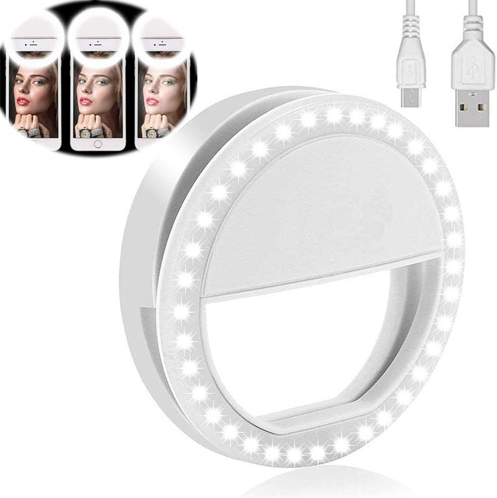 Yojoloin Selfie Light, Rechargeable Selfie Ring Light for Any Cell Phone[4 Perfect Mode]36 Led Selfie Ring Light for Webcast and Applying Make Up for iPhone iPad Clip On Camera Photography(White)