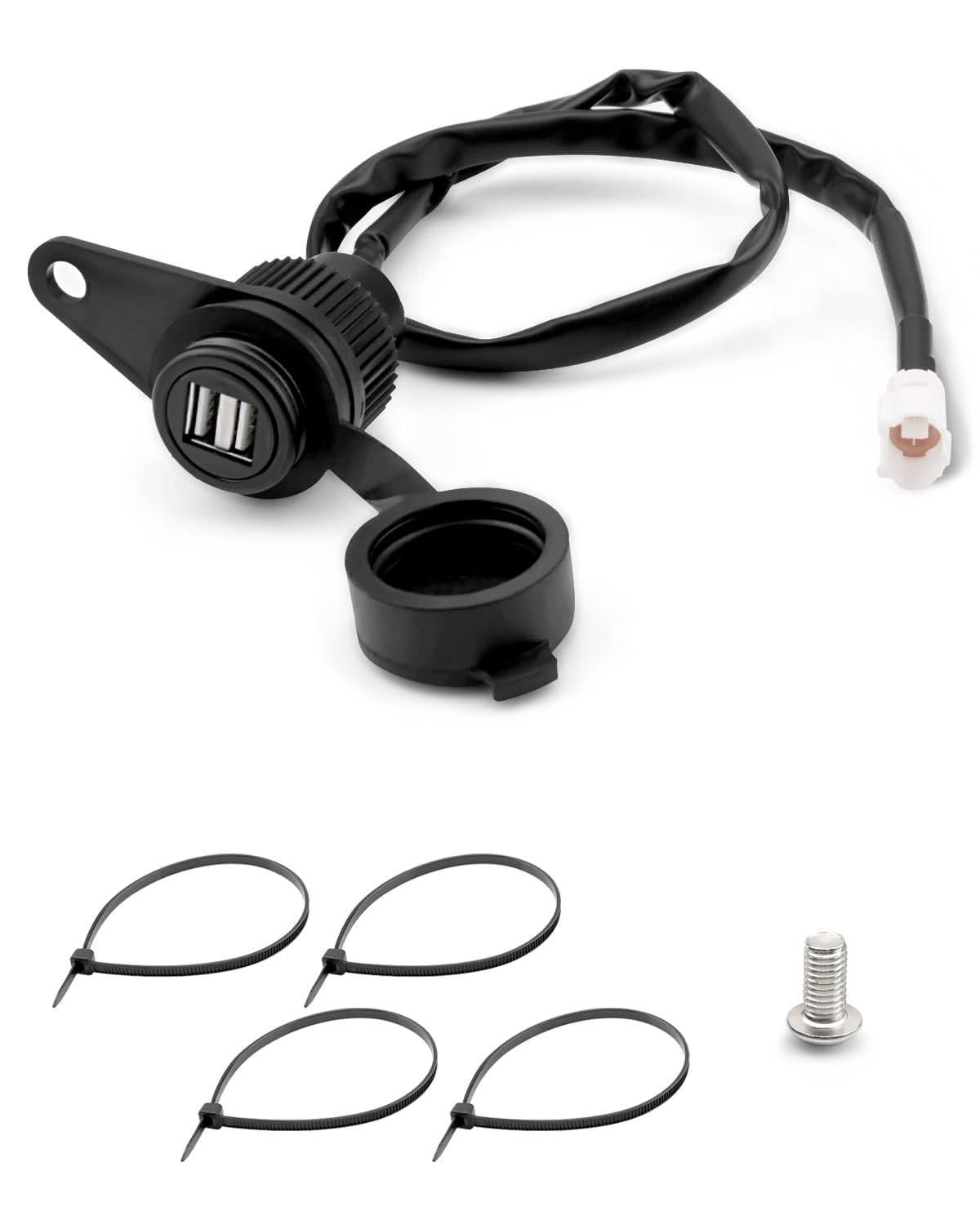 12V Motorcycle Double USB Charger Adapter Fit for Yamaha FZ-07 FZ-09 MT-07 MT-09 Tracer XSR700 XSR900 Motorcycle Accessories Black with Bolt