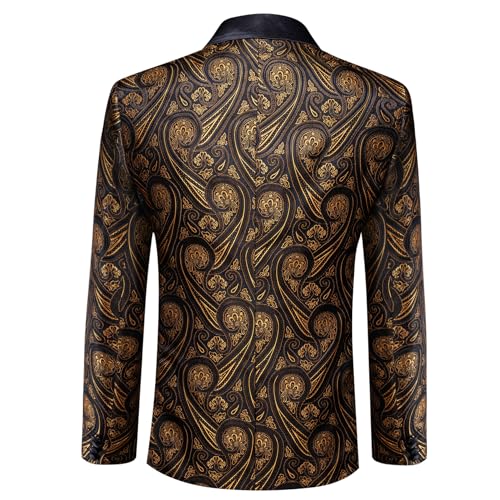 Image of Barry.Wang Mens Floral Blazer Suit Jacket Notched Lapel Casual Sport Coat | Flowers Jacquard One Button Tuxedo for Prom Wedding Party Disco Dinner Banquet Cocktail Homecoming Travel,Regular Fit